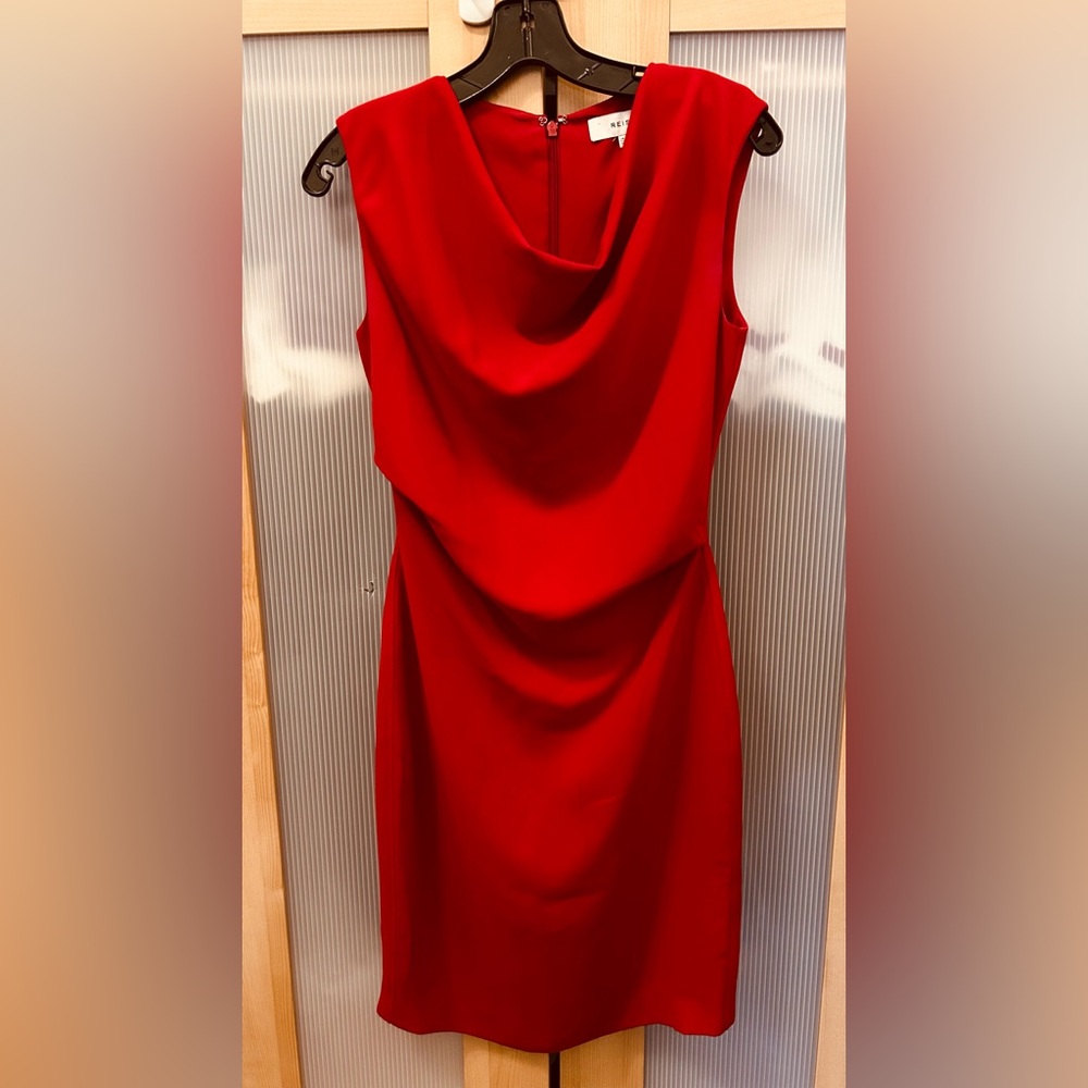 Reiss draped mini dress in red color Size 2